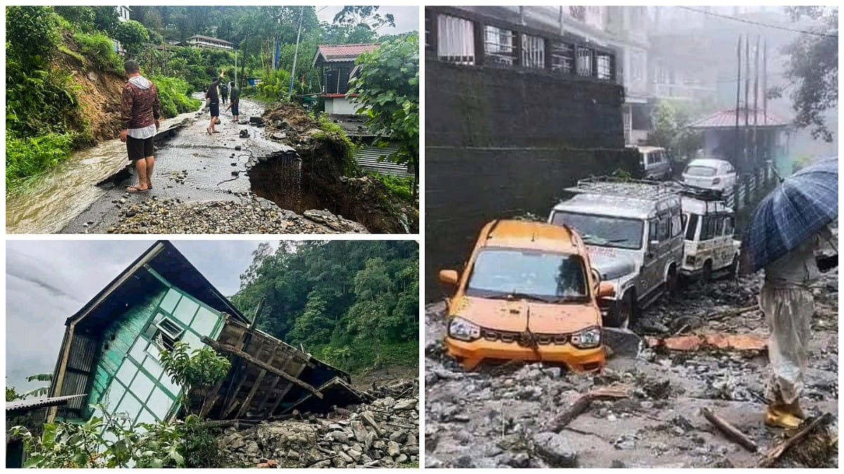 PTI : The heavy rains and landslide caused massive destruction in Sikkim. 