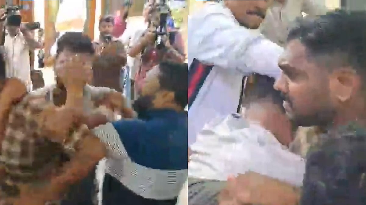 X/@journalistaswin : Visuals from the fight at Thrissur DCC office. 