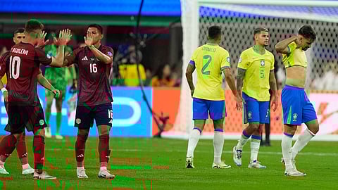 Brazil players against Costa Rica