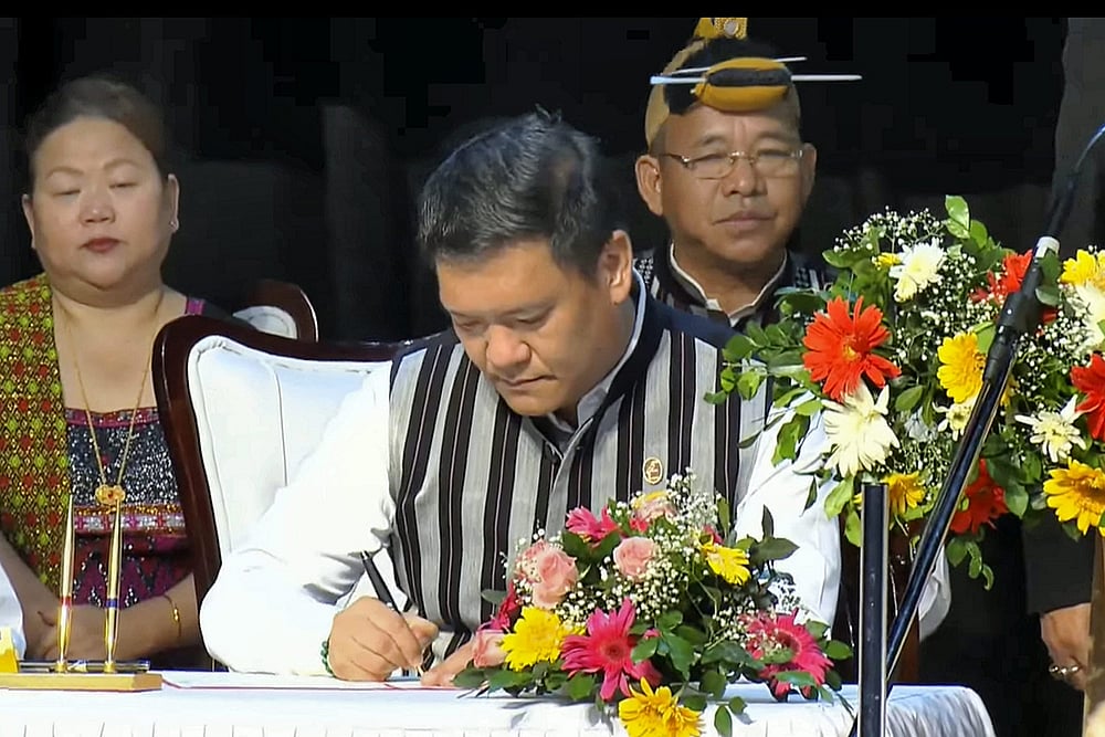 | Photo: PTI : Chief Minister-designate Pema Khandu