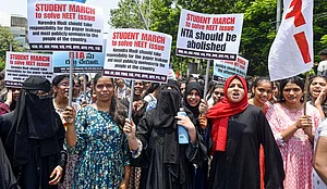 PTI : Students protesting against NEET exam irregularities |