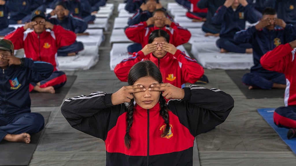AP/Dar Yasin       : Cadets from the National Cadet Corps practise yoga to mark International Yoga Day 2024 in Srinagar on Friday, June 21.