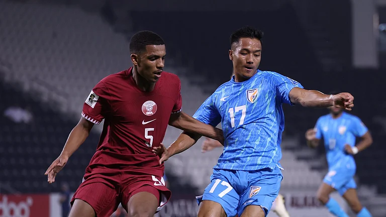 A glimpse from India vs Qatar FIFA World Cup qualifier match.  - X | Indian Football Team