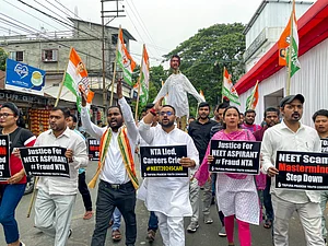 PTI :
Protest over NEET 2024 results