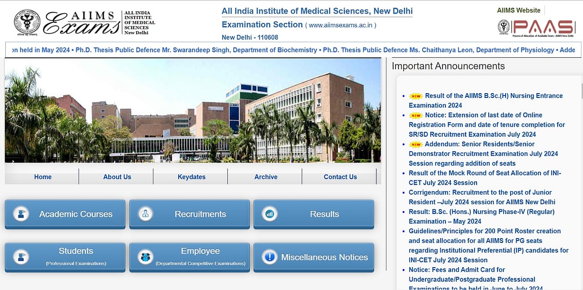 AIIMS BSc Nursing Result 2024