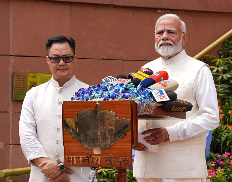 Prime Minister Narendra Modi in Parliament premises. - null