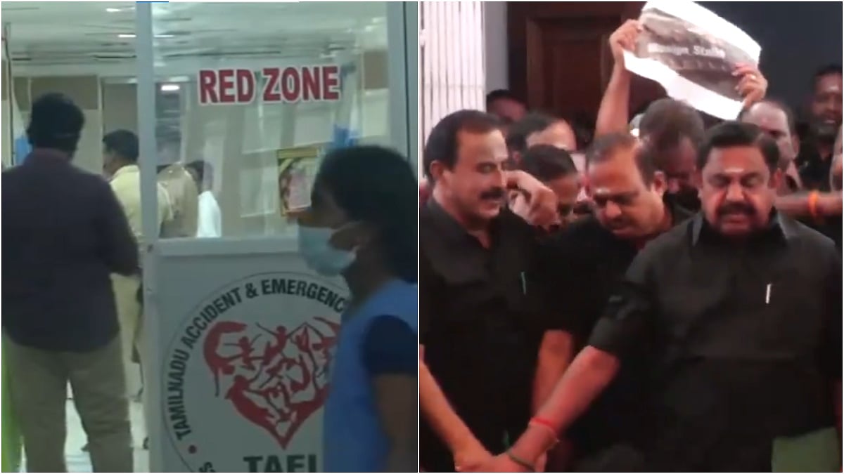 X/@ANI : L:Visuals from Kallakurichi Govt Hospital | R: AIADMK leaders at TN Assembly.