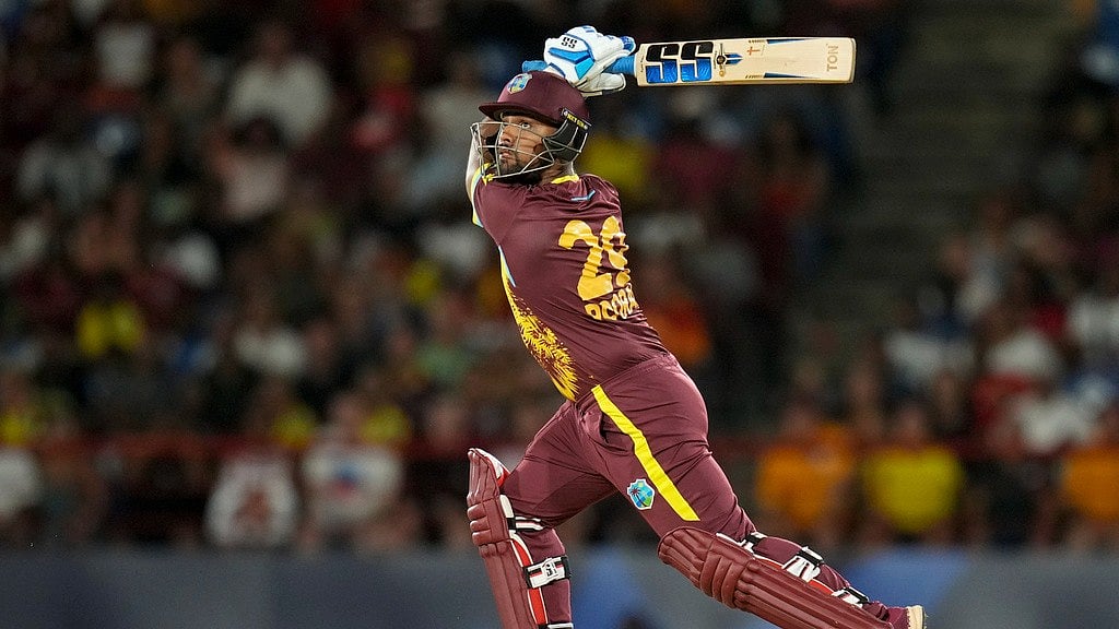 WI batter Nicholas Pooran in action against AFG. - AP/Ramon Espinosa