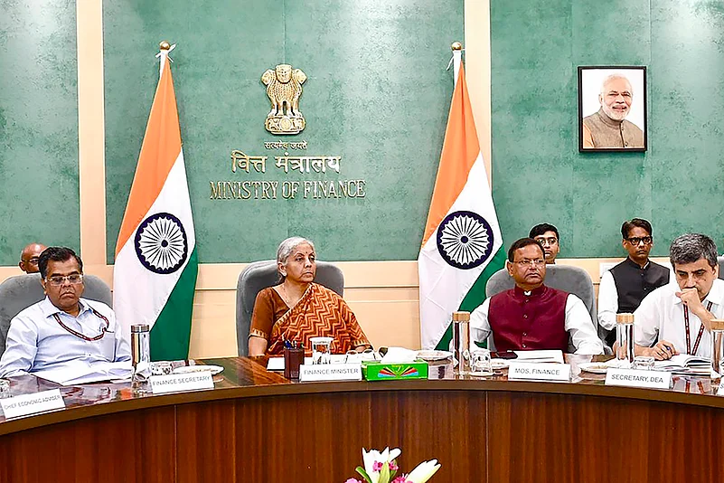 Finance Minister Nirmala Sitharaman and Pankaj Chaudhary at Pre-Budget consultation