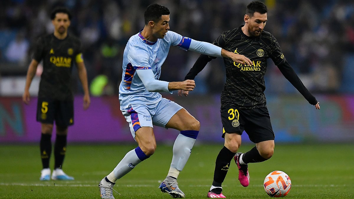 Cristiano Ronaldo and Lionel Messi last faced off in a 2023 friendly when the latter was with Paris Saint-Germain. - null