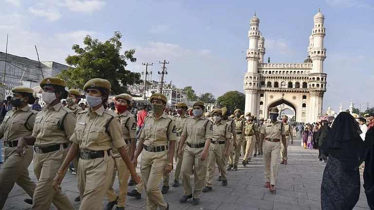 Hyderabad police personnel on duty.(Representational image) | - PTI