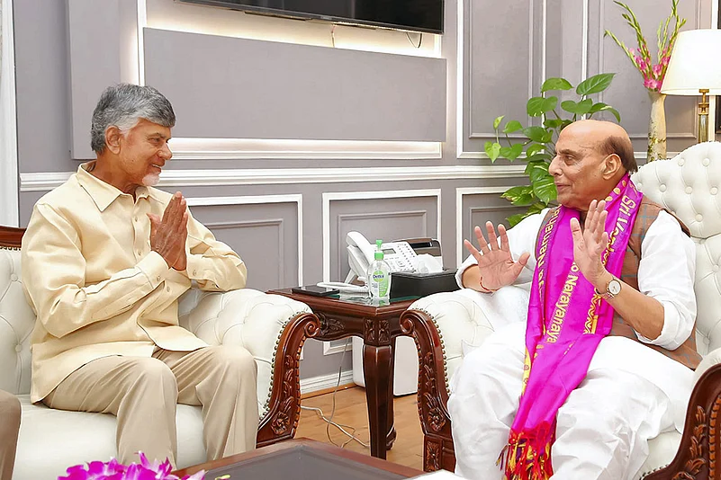 Andhra CM N Chandrababu Naidu meets Rajnath Singh