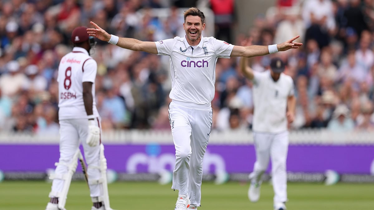 James Anderson takes a wicket in his final Test match for England. - null