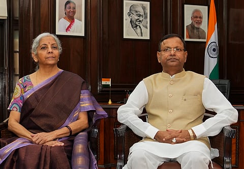 Finance Minister Nirmala Sitharaman with MoS Finance Pankaj Chaudhary