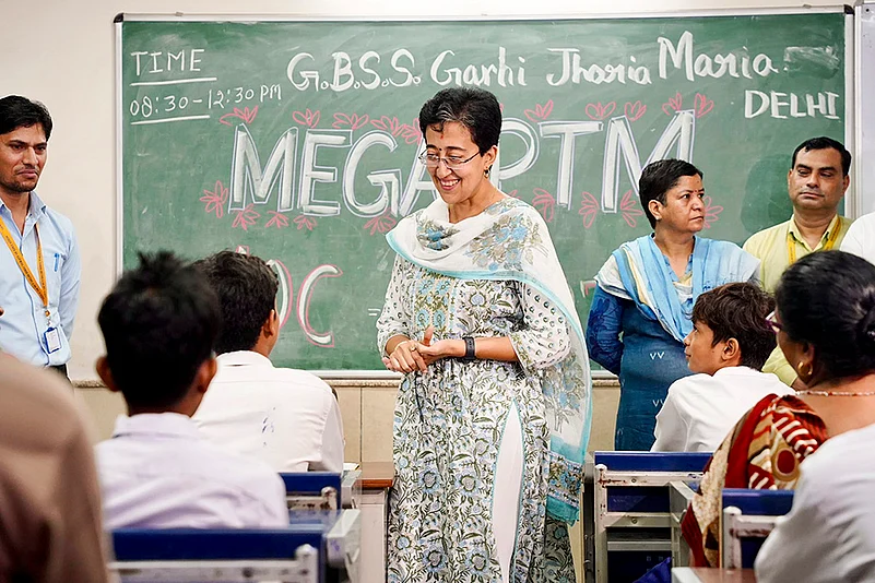 Delhi Minister Atishi interacts with students at Mega PTM in Delhi
