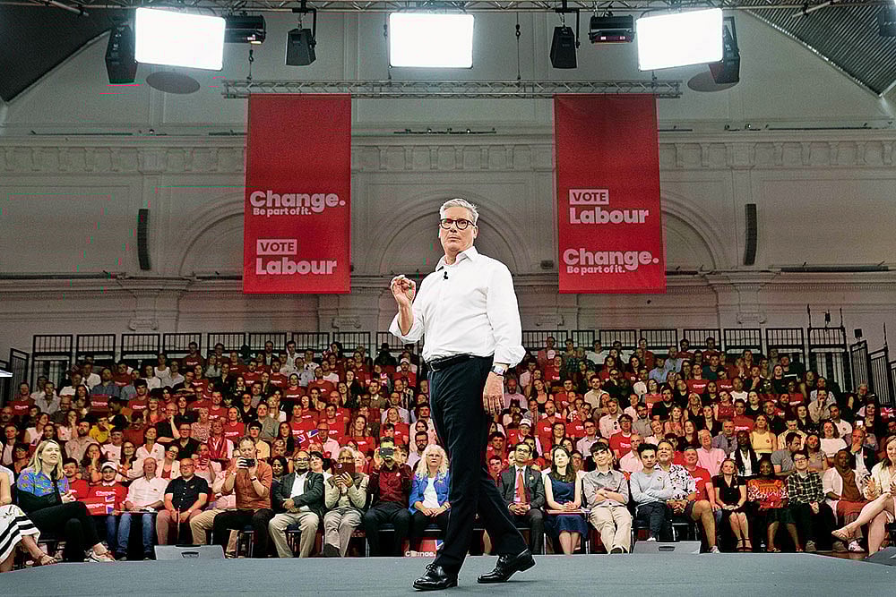 Photo: AP : The New PM: Starmer’s Labour has landed with a supermajority without winning the proverbial ‘hearts and minds’ of the people