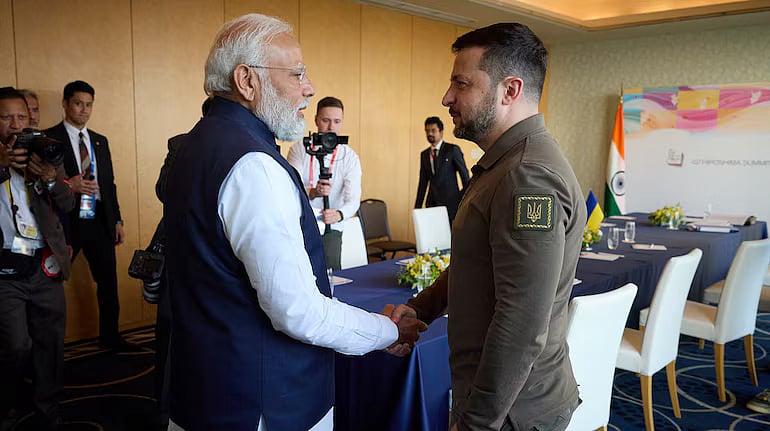 PM Modi with Ukraine President Volodymyr Zelenskyy | - PTI