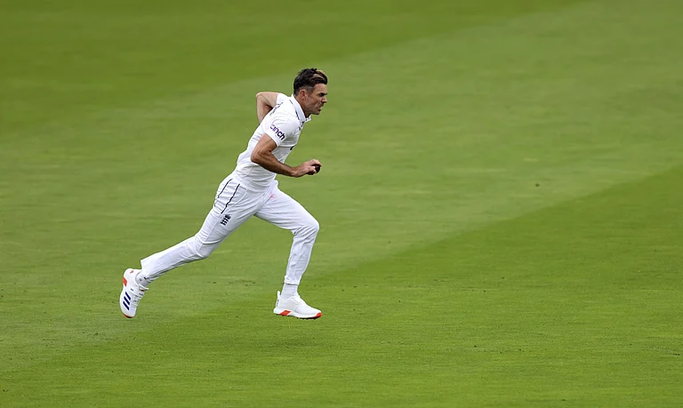 England legend James Anderson in action during his farewell Test, against West Indies at Lord's. - AP