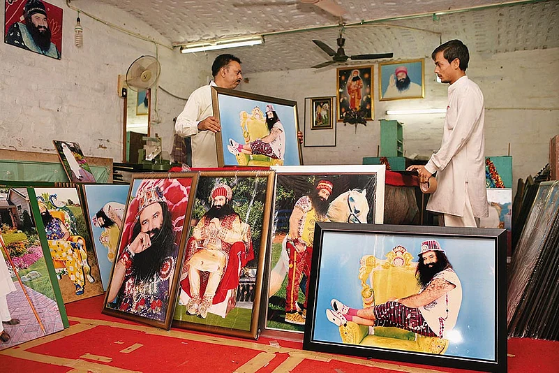 A shop in Sirsa, Haryana, selling photo frames of Gurmeet Ram Rahim Singh