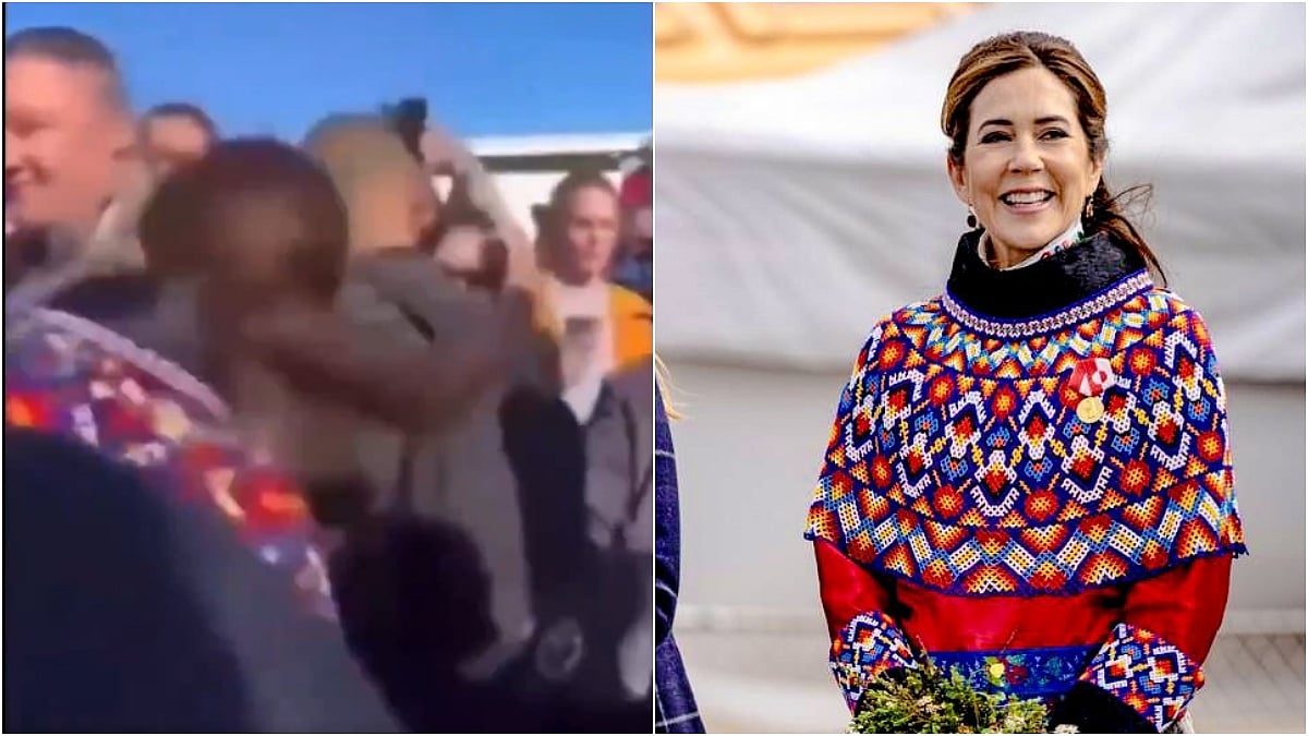 L: Screengrab from the video of Queen Mary (R) being hit by the electric scooter | 