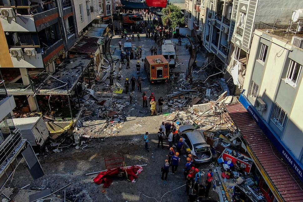 Emergency team members during the aftermath of an explosion in a restaurant in Izmir | - AP