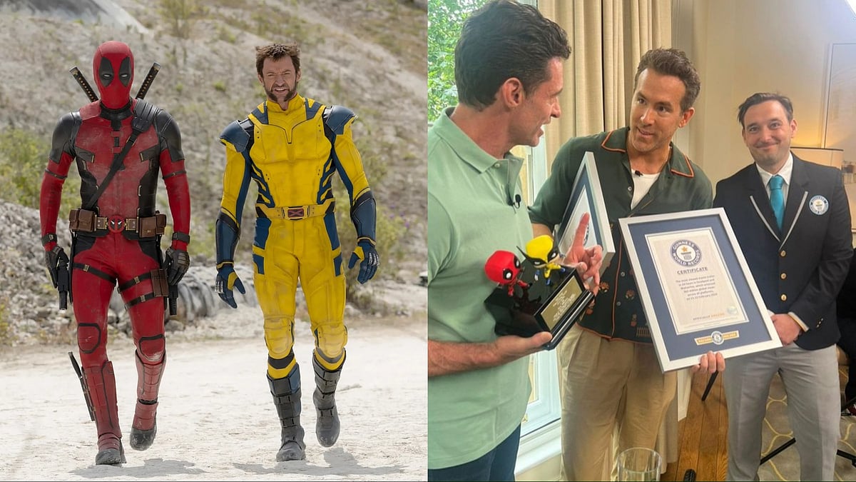 X : Ryan Reynolds-Hugh Jackman with Guinness World Record certificate