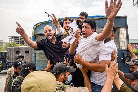 Congress protest in Srinagar