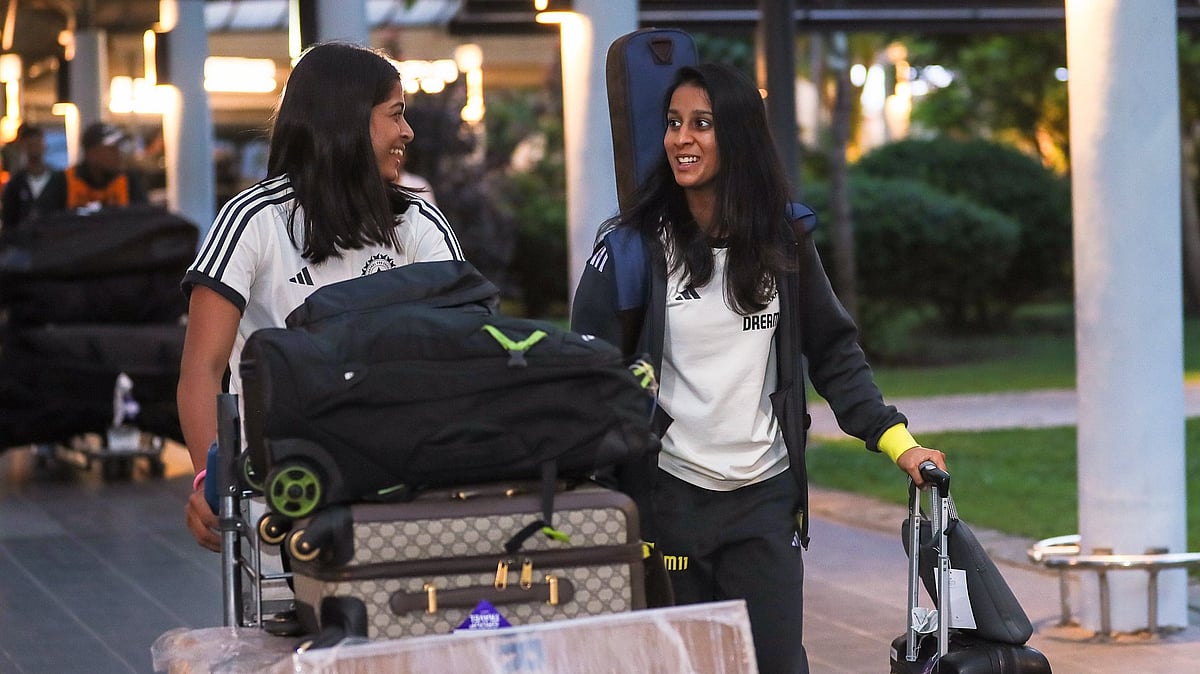 Indian women's cricket team land in Sri Lanka. - X/ @OfficialSLC