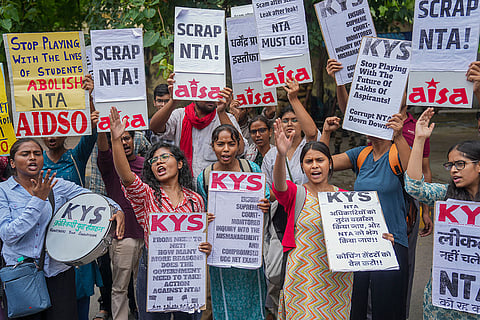 Protest over alleged NEET scam