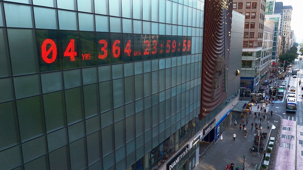 Countdown clock in NYC’s union square reaches less than 5 years  - Ben Wolf/Climate Clock