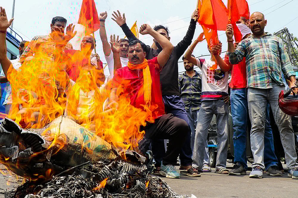 Photo: PTI : Bajrang Dal protest in Jammu