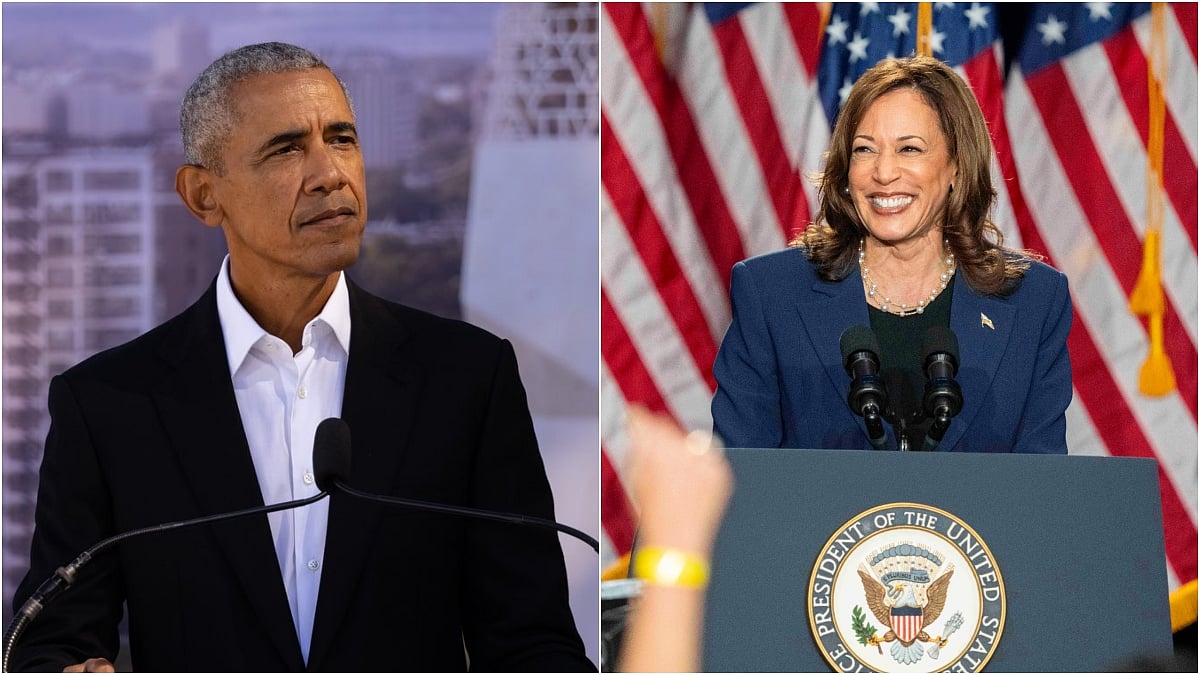 L: Former US President Barack Obama | R: VP Kamala Harris | 