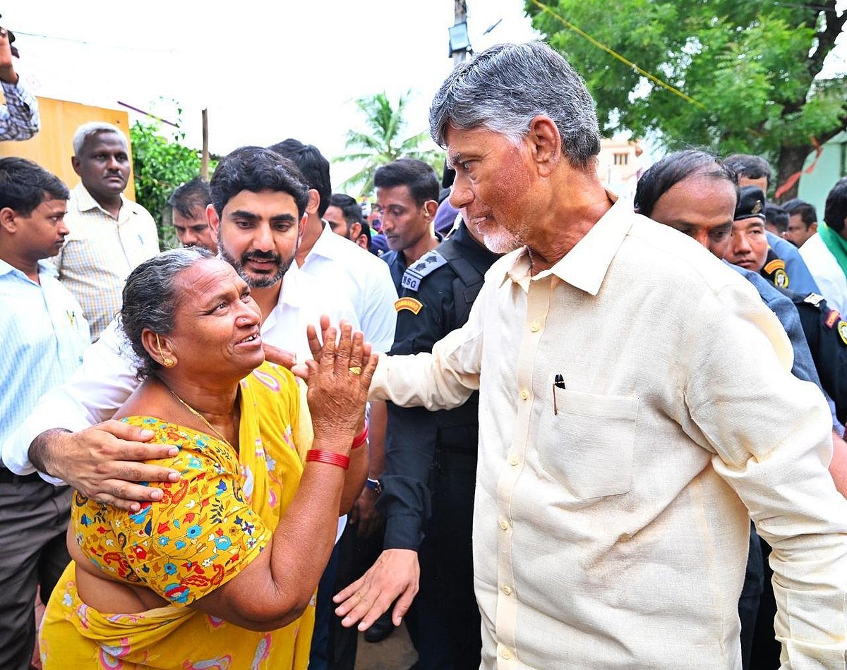 AP CM Chandrababu Naidu interacts with beneficiaries of 'NTR Bharosa Samajika Pensions' scheme. - ANI