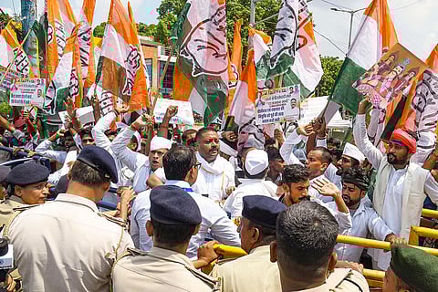 Congress Seva Dal oung Brigade protest