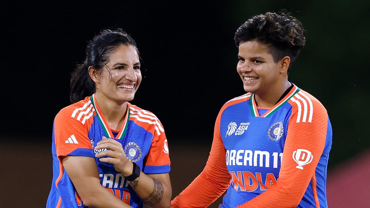 ACC : India women celebrate a wicket against Nepal women.