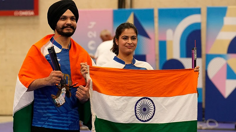 Sarabjot Singh, Manu Bhaker, Paris Olympic Games 2024, AP Photo