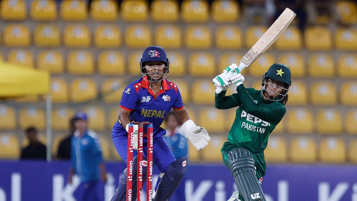 Photo: X/ @TheRealPCB : Pakistan women batter Muneeba Ali playing a shot during her unbeaten knock against Nepal in Women's T20 Asia Cup 2024.