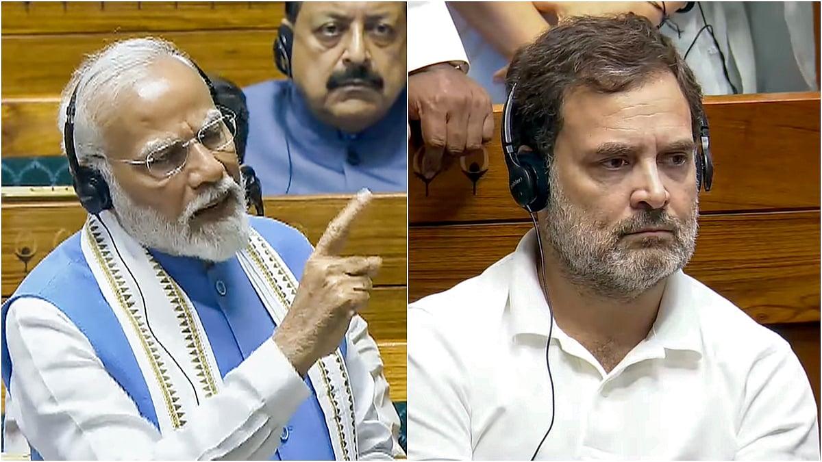 PTI : Prime Minister Narendra Modi (L) and LoP Rahul Gandhi in Lok Sabha. | 