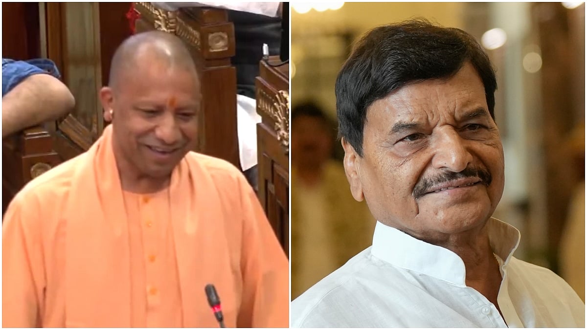 CM Yogi Adityanath (L) | SP leader Shivpal Yadav | 