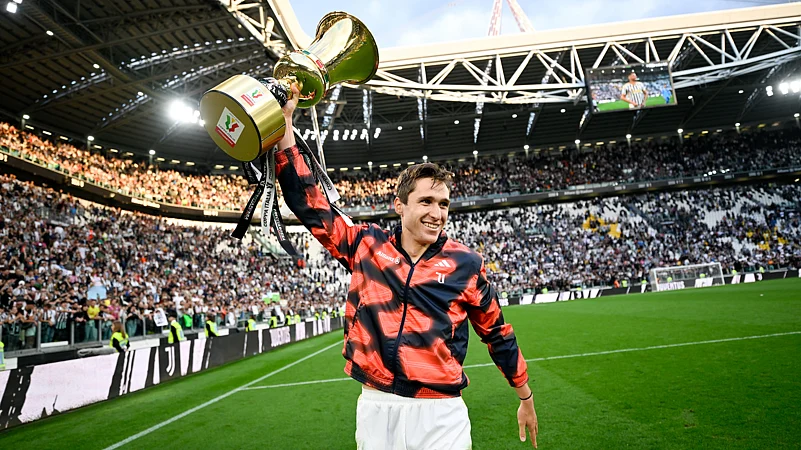 Federico Chiesa at Juventus trophy celebration