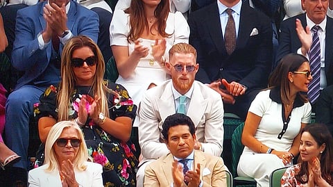 Sachin Tendulkar and Ben Stokes at Wimbledon.