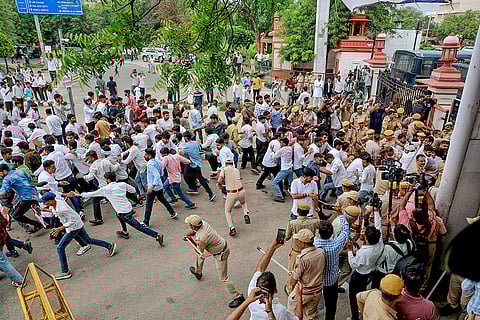 Students' protest in Jaipur