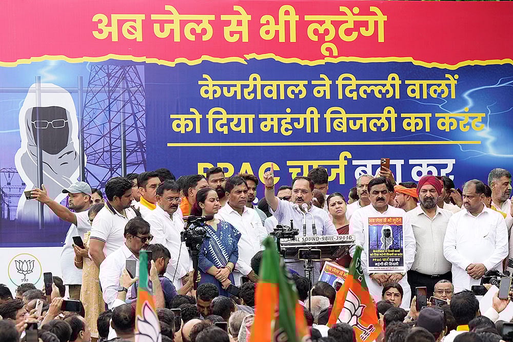 Photo: PTI/Shahbaz Khan : BJP protest in Delhi