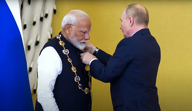 'Dedicated To People Of India': PM Modi Officially Conferred With 'Order Of St Andrew The Apostle' In Russia