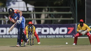 Wonder Mashura : IND's Shubman Gill bats during their third T20I against ZIM at Harare on Wednesday.