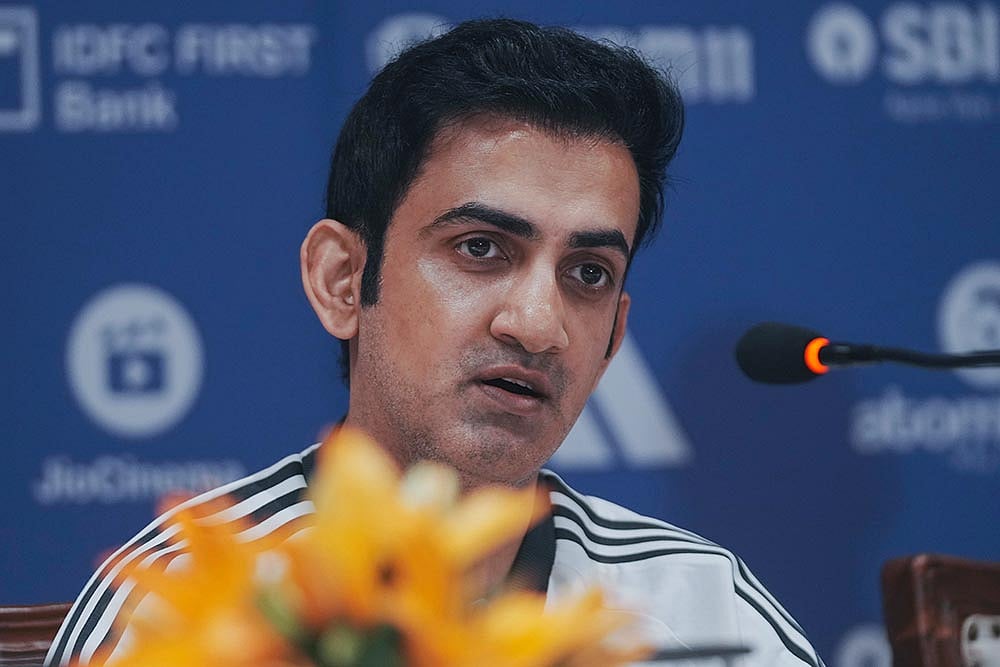 Photo: AP/Rafiq Maqbool : Gautam Gambhir Press Conference