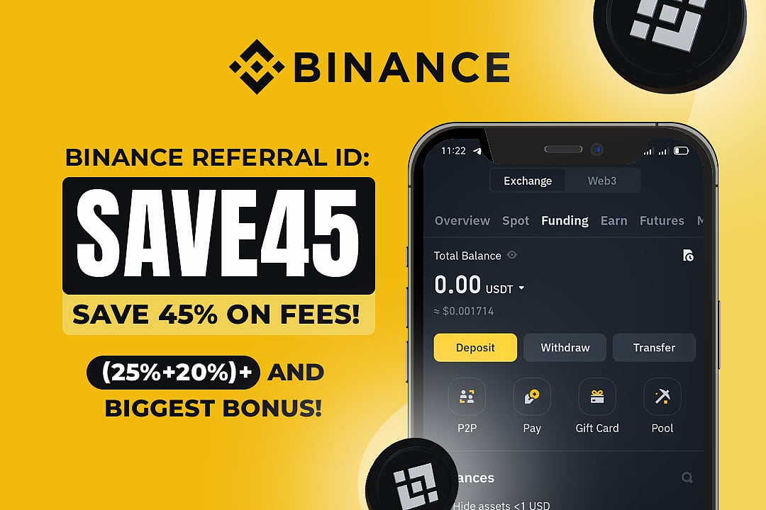 Binance Referral Code is SAVE45