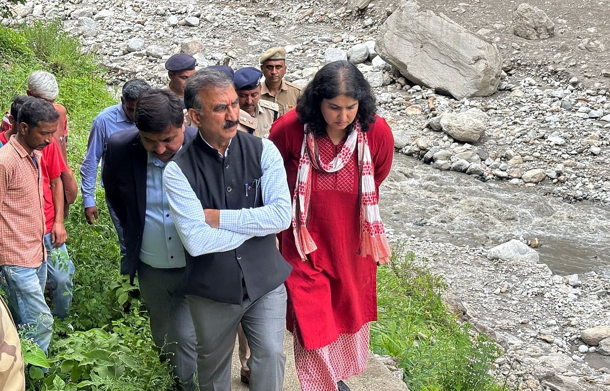 PTI : Himachal Pradesh Chief Minister Sukhvinder Singh Sukhu visits the cloudburst-hit Samej village
