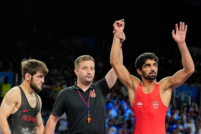Paris Olympics: Aman reacts after winning the mens freestyle 57kg wrestling
