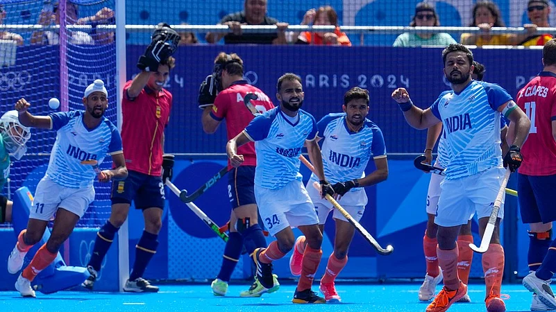 harmanpreet goal india vs spain hockey bronze medal match paris olympics